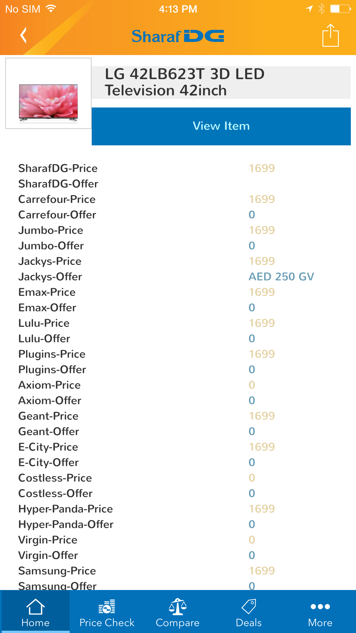 Compare prices with other retailers