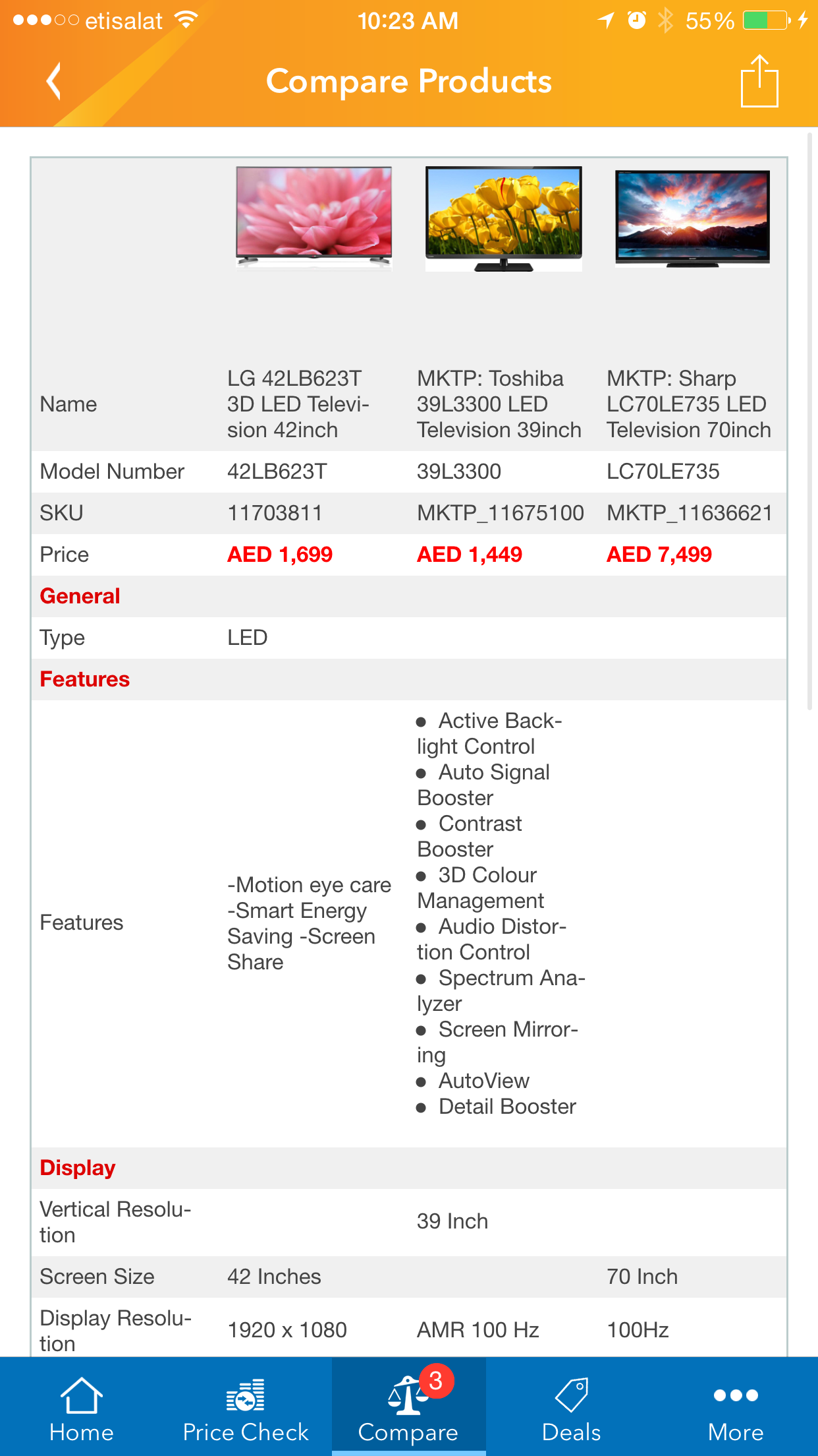 Compare different products together right on your mobile!