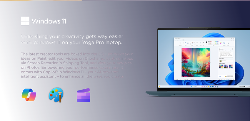 Unleashing your creativity gets way easier with Windows 11 on your Yoga Pro laptop. 